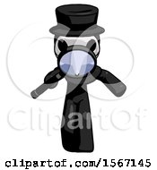 Poster, Art Print Of Black Plague Doctor Man Looking Down Through Magnifying Glass