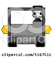 Poster, Art Print Of Black Plague Doctor Man Driving Amphibious Tracked Vehicle Front View