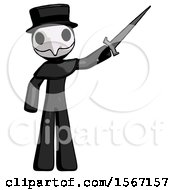 Black Plague Doctor Man Holding Sword In The Air Victoriously