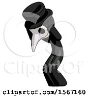 Poster, Art Print Of Black Plague Doctor Man With Headache Or Covering Ears Turned To His Left