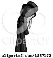 Poster, Art Print Of Black Plague Doctor Man Depressed With Head Down Back To Viewer Right