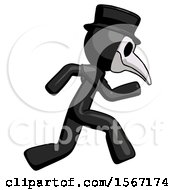 Poster, Art Print Of Black Plague Doctor Man Running Fast Right