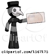 Poster, Art Print Of Black Plague Doctor Man Holding Large Envelope
