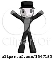 Poster, Art Print Of Black Plague Doctor Man Surprise Pose Arms And Legs Out