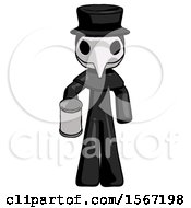 Poster, Art Print Of Black Plague Doctor Man Begger Holding Can Begging Or Asking For Charity