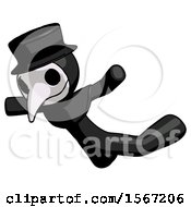 Black Plague Doctor Man Skydiving Or Falling To Death