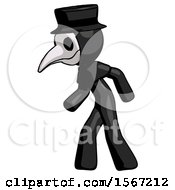 Poster, Art Print Of Black Plague Doctor Man Suspense Action Pose Facing Left