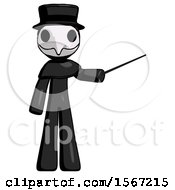 Poster, Art Print Of Black Plague Doctor Man Teacher Or Conductor With Stick Or Baton Directing