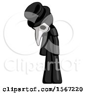 Poster, Art Print Of Black Plague Doctor Man Depressed With Head Down Turned Left
