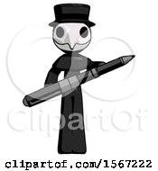 Poster, Art Print Of Black Plague Doctor Man Posing Confidently With Giant Pen