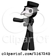 Poster, Art Print Of Black Plague Doctor Man Presenting Something To His Right