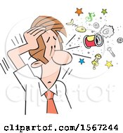 Poster, Art Print Of Cartoon Business Man Clearing His Head