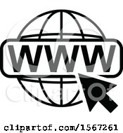 Clipart Of A Black And White World Wide Web Icon Royalty Free Vector Illustration