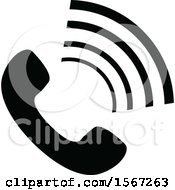 Clipart Of A Black And White Phone Icon Royalty Free Vector Illustration