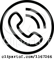 Clipart Of A Black And White Phone Icon Royalty Free Vector Illustration