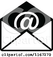 Clipart Of A Black And White Email Icon Royalty Free Vector Illustration by dero