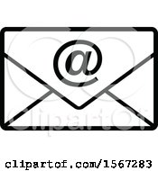 Clipart Of A Black And White Email Icon Royalty Free Vector Illustration by dero