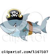 Poster, Art Print Of Pirate Shark Wearing A Hat Belt And Sword