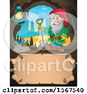 Poster, Art Print Of Miner Dwarf In A Cave Over A Scroll