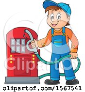 Poster, Art Print Of Gas Station Attendant Holding A Nozzle