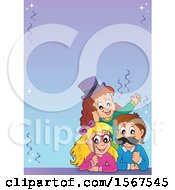 Poster, Art Print Of Border With A Group Of Children With Photo Props At A Party