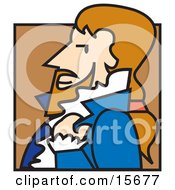 Nobleman With Long Brown Hair Standing In Profile Clipart Illustration