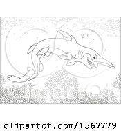 Poster, Art Print Of Lineart Goblin Shark Swimming In The Ocean