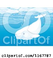 Clipart Of A Beluga Whale Swimming In The Ocean Royalty Free Vector Illustration by Alex Bannykh