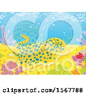 Poster, Art Print Of Blue Spotted Stingray On A Coral Reef