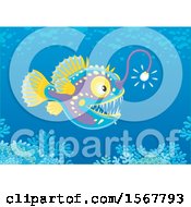 Clipart Of A Swimming Anglerfish In The Ocean Royalty Free Vector Illustration by Alex Bannykh