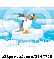 Clipart Of A Penguin On An Ice Floe Royalty Free Vector Illustration