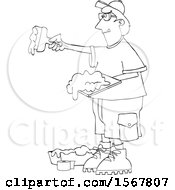 Poster, Art Print Of Lineart Drywall Installer Working