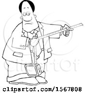 Poster, Art Print Of Lineart Black Business Man Taking A Measurement