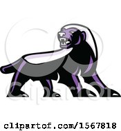 Poster, Art Print Of Tough Purple Honey Badger Animal Mascot