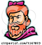 Clipart Of A Retro Bearded Lady Mascot Wearing A Bow Royalty Free Vector Illustration by patrimonio
