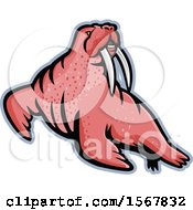 Clipart Of A Tough Walrus Animal Mascot Royalty Free Vector Illustration