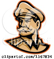 Clipart Of A Retro American Three Star General Wearing A Peaked Cap Royalty Free Vector Illustration