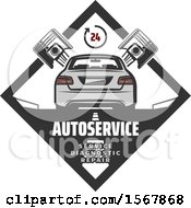 Clipart Of A Car And Piston Repair Design Royalty Free Vector Illustration