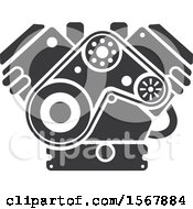 Clipart Of A Car Engine Automotive Icon Royalty Free Vector Illustration