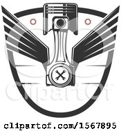 Poster, Art Print Of Winged Piston And Wings Shield Design