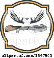 Clipart Of A Hunting Crossbow And Antlers Design Royalty Free Vector Illustration by Vector Tradition SM