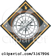 Poster, Art Print Of Hunting Compass And Deer Design
