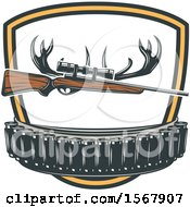 Poster, Art Print Of Hunting Rifle Bullets And Antlers Design