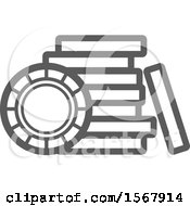Clipart Of A Grayscale Casino Poker Chip Icon Royalty Free Vector Illustration