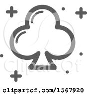 Clipart Of A Grayscale Casino Club Playing Card Suit Icon Royalty Free Vector Illustration