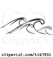 Clipart Of A Grayscale Splash Ocean Surf Wave Water Design Royalty Free Vector Illustration