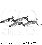 Clipart Of A Grayscale Splash Ocean Surf Wave Water Design Royalty Free Vector Illustration