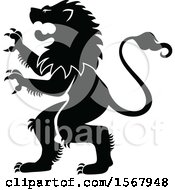 Poster, Art Print Of Black And White Heraldic Rampant Lion