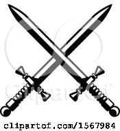 Clipart Of A Black And White Design Of Crossed Swords Royalty Free Vector Illustration