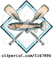 Poster, Art Print Of Trout Over Crossed Paddles